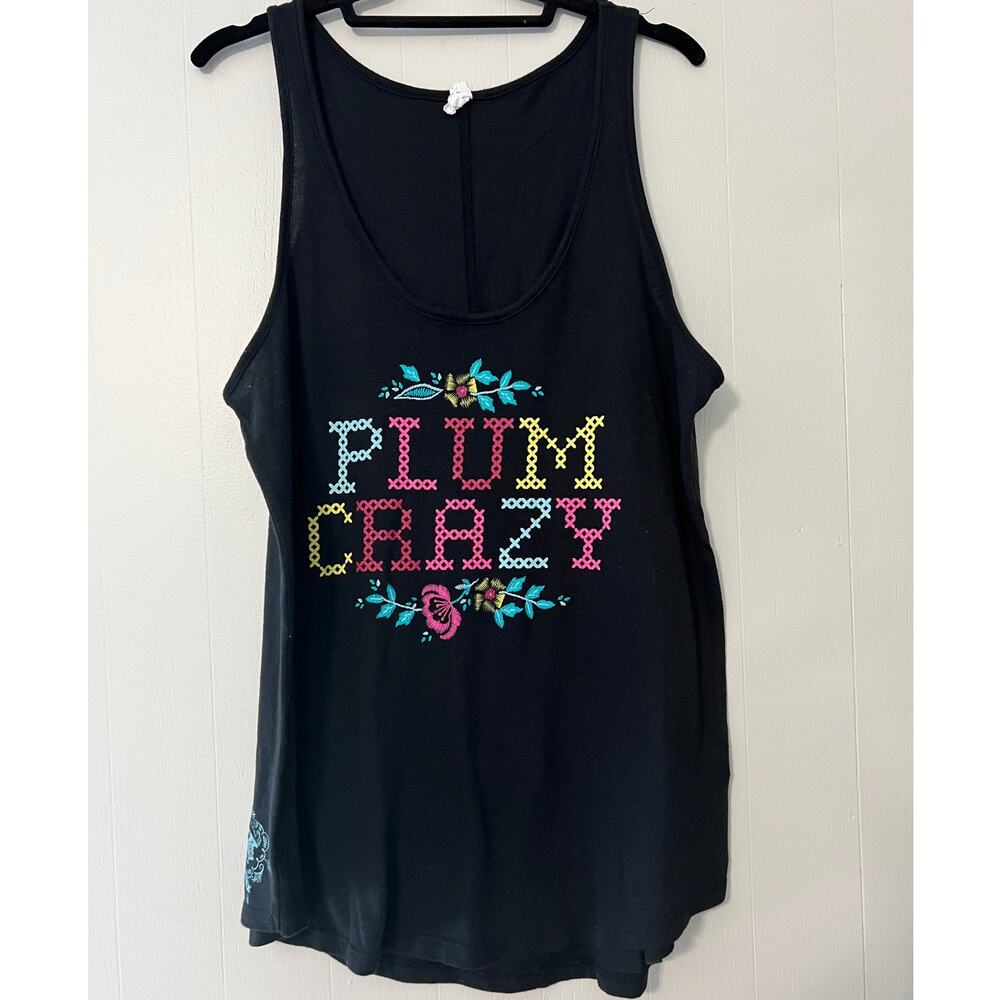 Junk Gypsy Plum Embroidery Screenprint Tank Size 2XL
